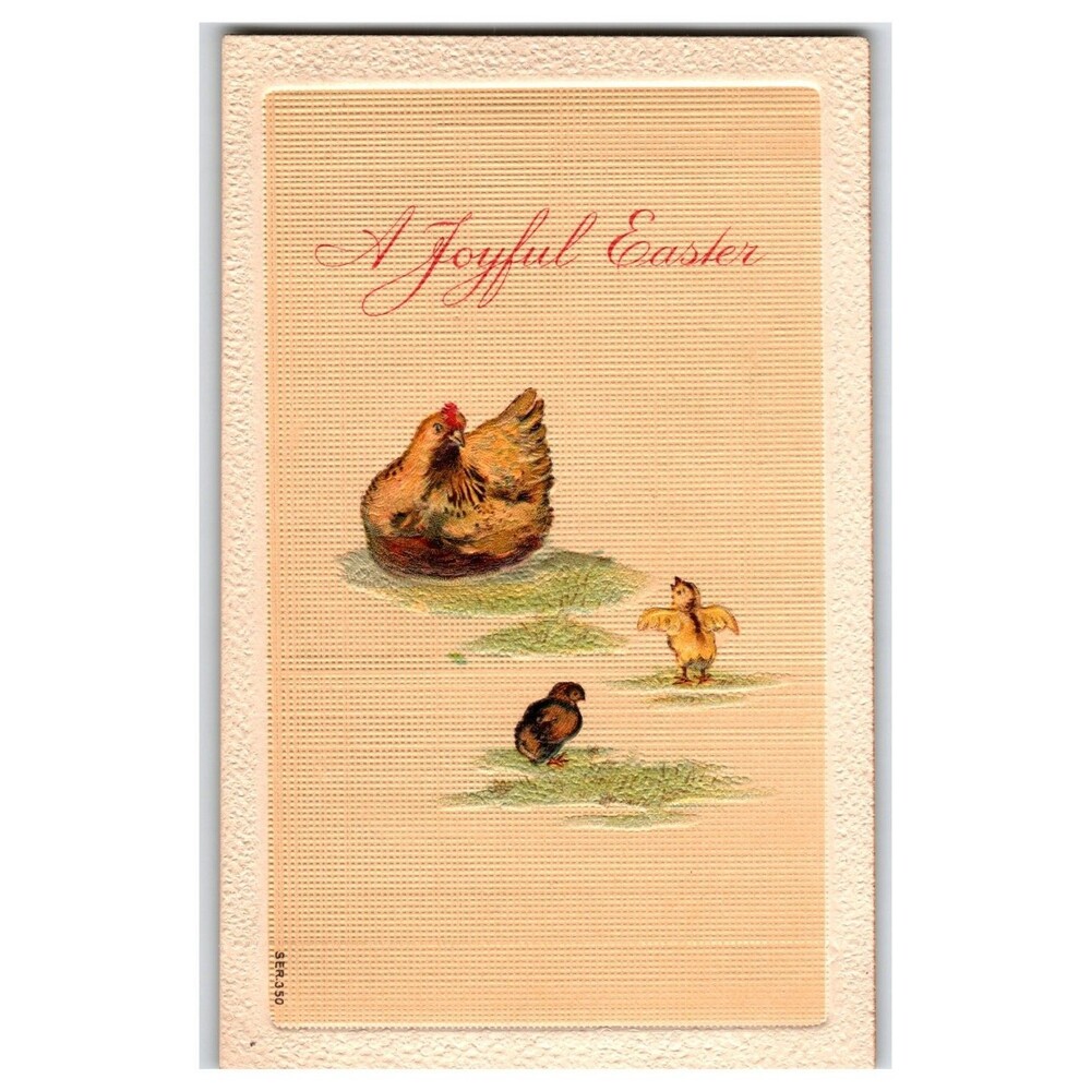 1912 Embossed Easter Postcard Hen Chicks Germany M.E. Kennedy Rolfe Iowa